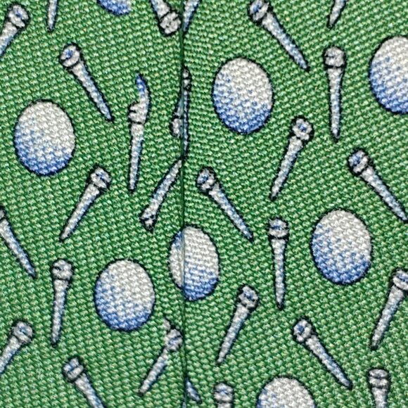 Vineyard Vines Golf Theme 100% Silk Tie Green OS - Picture 4 of 6